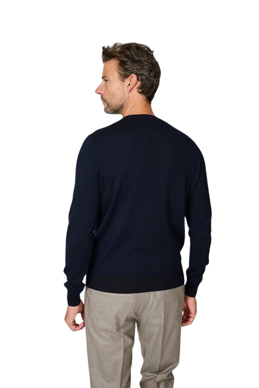Gran Sasso Men pull trui ronde hals heren marine 57153/14425 598