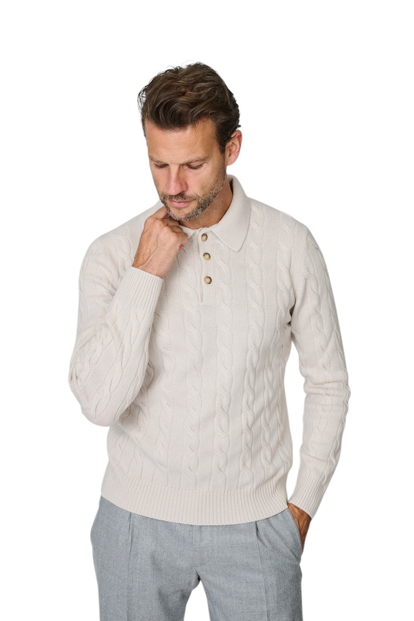 Gran Sasso Men polo shirt lange mouwen heren beige 23172/19651 113