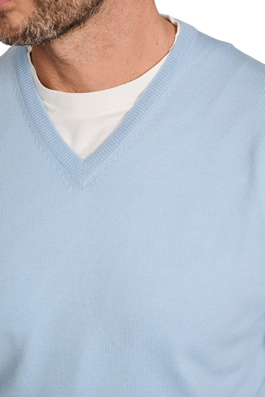 Gran Sasso Men pull trui v-hals heren licht blauw 57182/14230/517