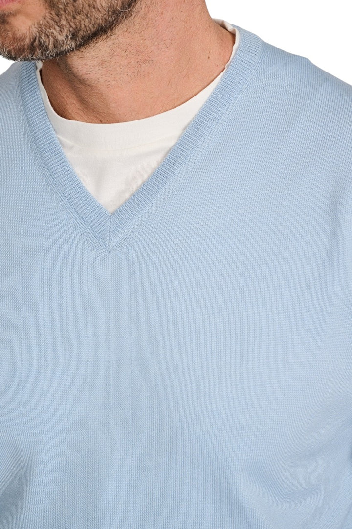 Gran Sasso Men pull trui v-hals heren licht blauw 57182/14230/517