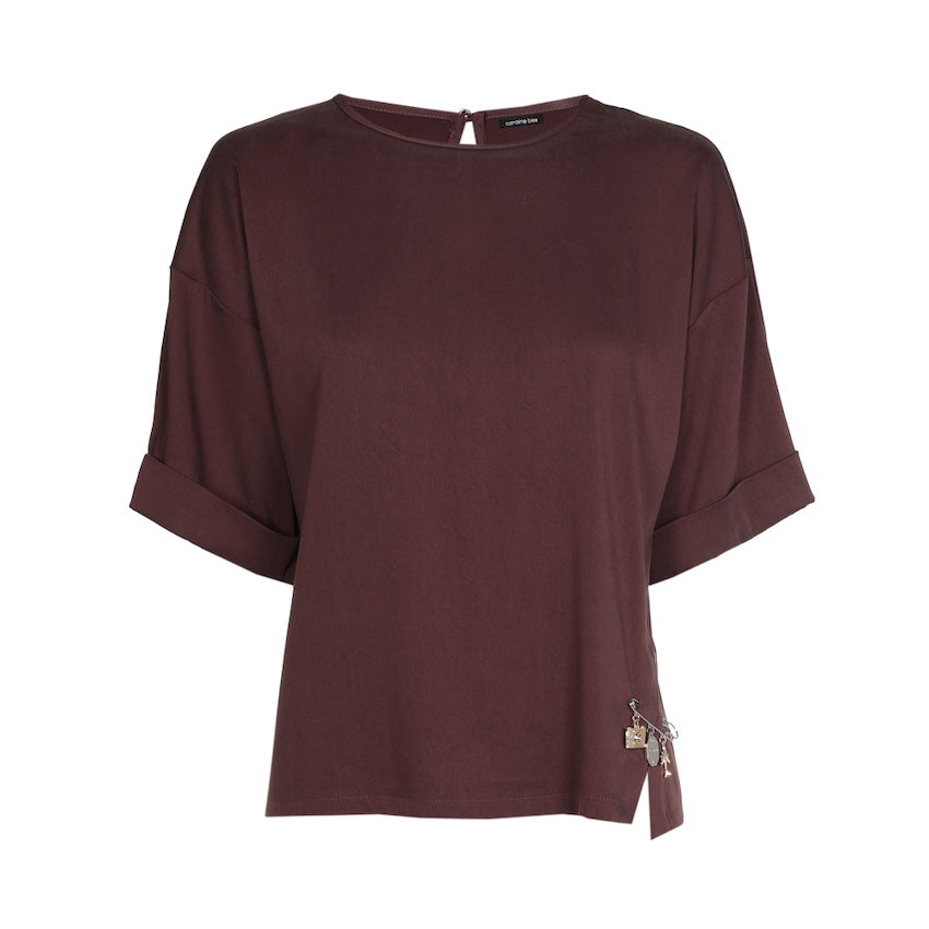 Caroline Biss damebluse bordeaux, produkt set forfra
