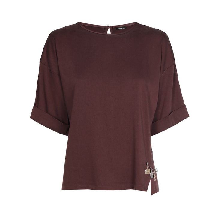 Caroline Biss damebluse bordeaux, produkt set forfra