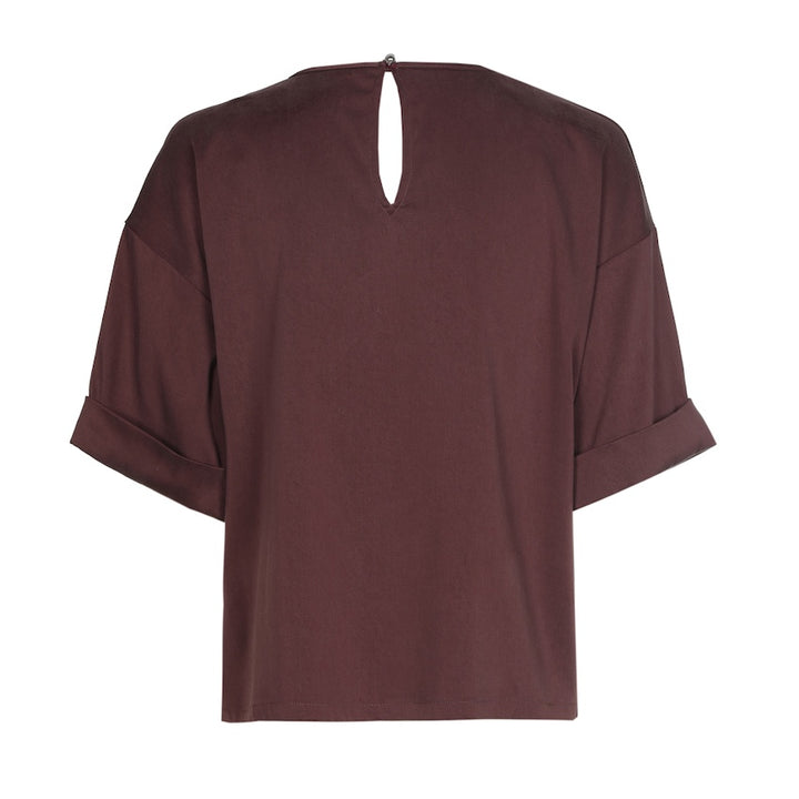 Caroline Biss damebluse bordeaux, produkt set bagfra