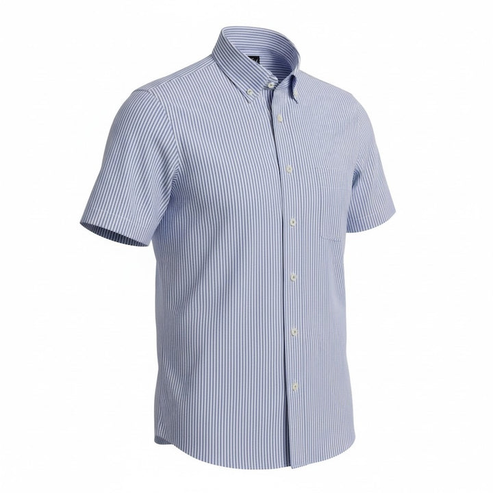 Van Laack Hombres camisa mangas cortas azul de hombre Roy
