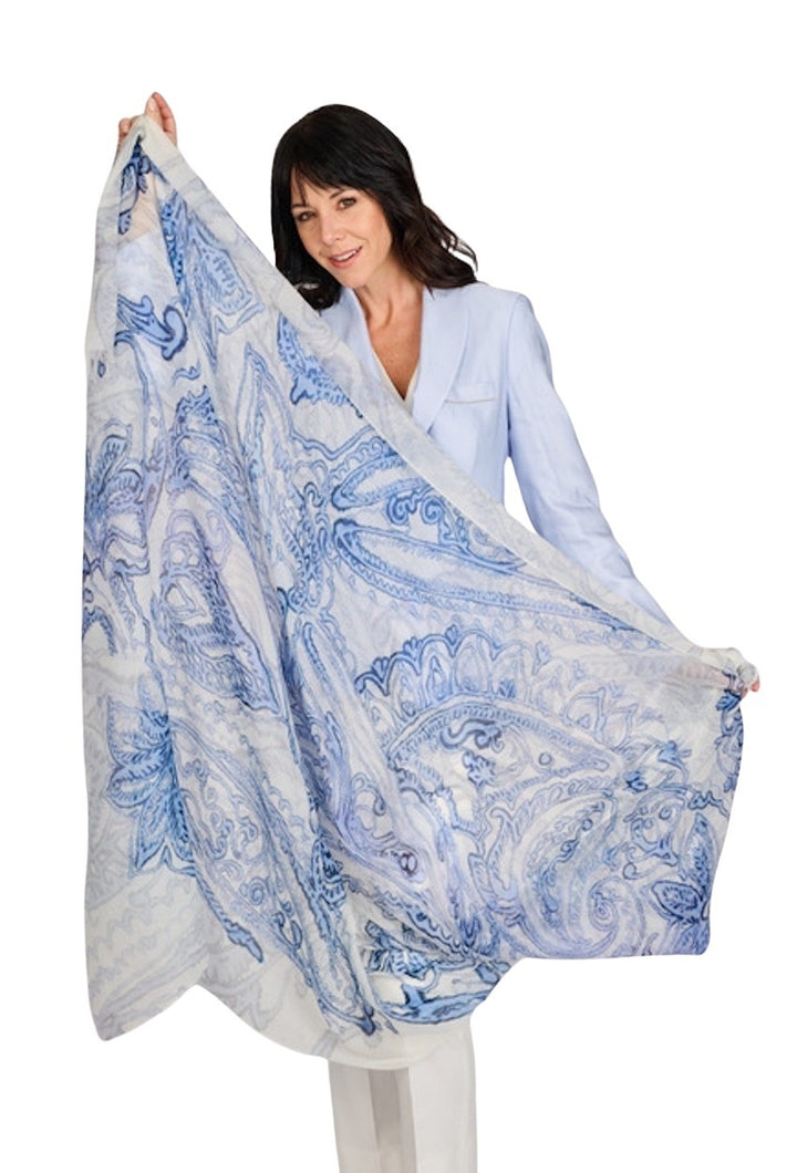 Andrea'S 1947 sjaal dames blauw Boheme 8351 BOHEME S25.