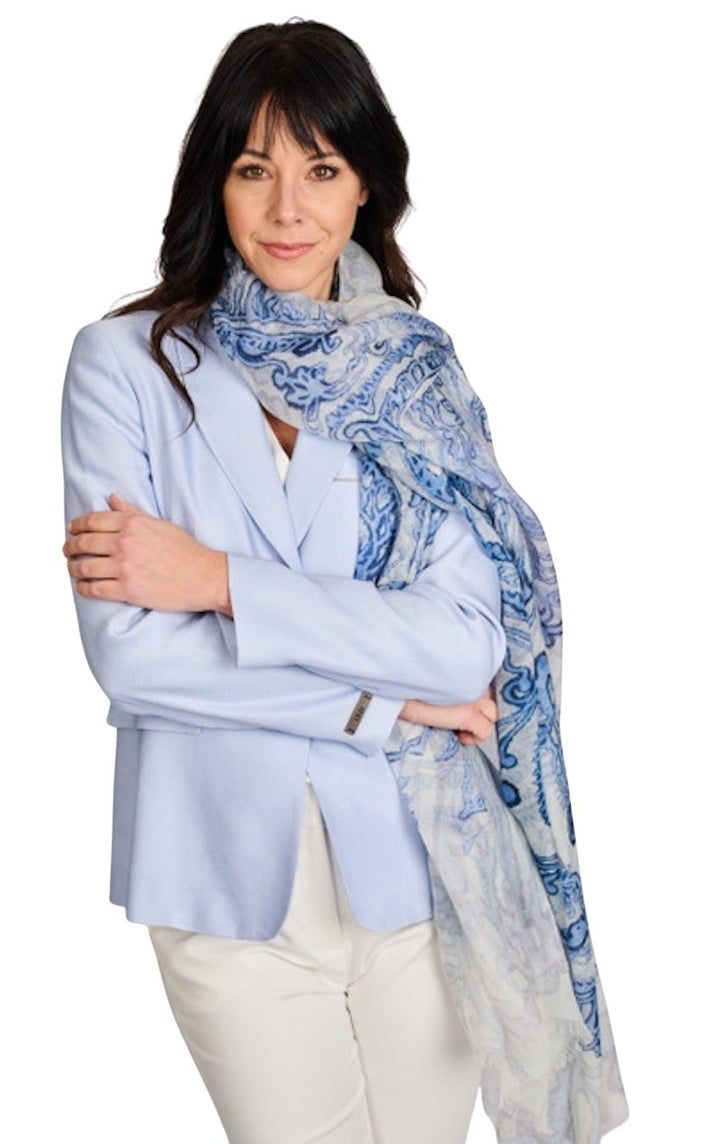 Andrea'S 1947 sjaal dames blauw Boheme 8351 BOHEME S25.