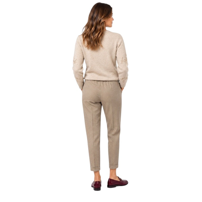 Anneclaire broek dames taupe D1934 1580 004