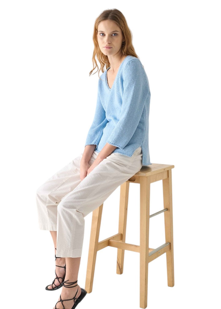 Anneclaire pull trui v-hals dames licht blauw D1118 1612 553