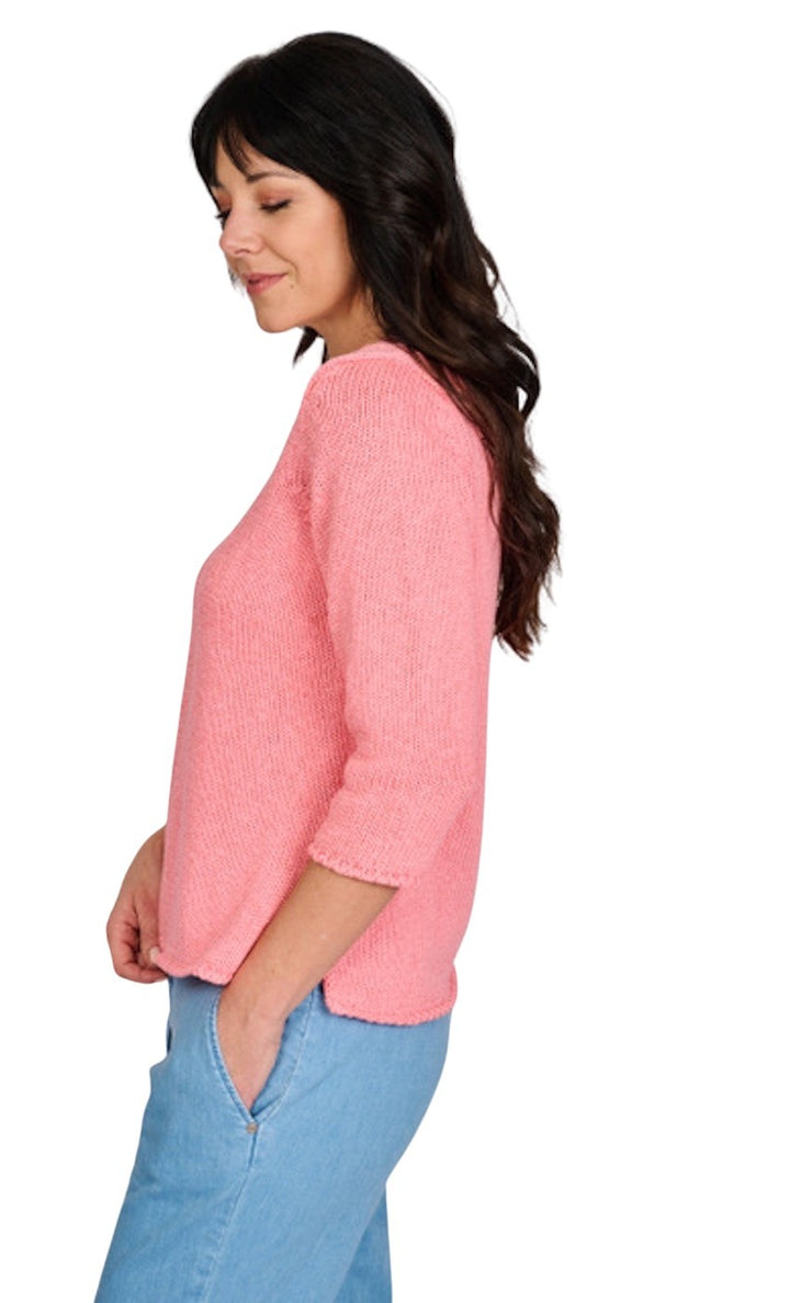 Anneclaire pull trui v-hals dames roze D1118 1612 556