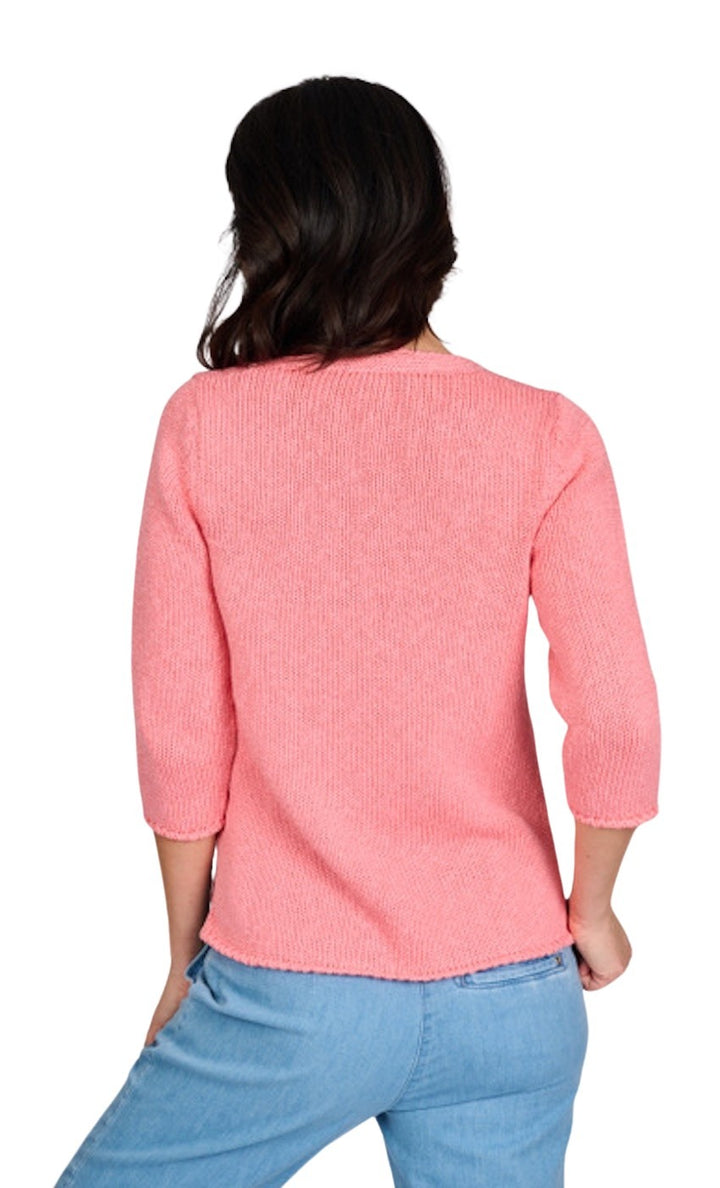 Anneclaire pull trui v-hals dames roze D1118 1612 556