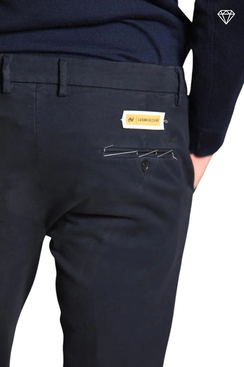 Mason'S Men sportieve broek heren marine COTTON/CASHMERE CHINO -  NEW YORK STYLE 9PN28963MBE328309