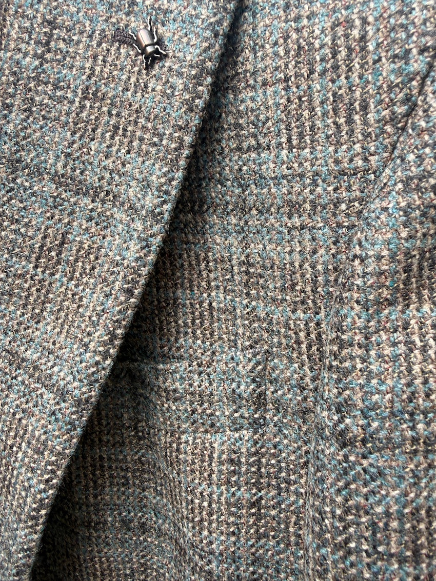 CC Collection Corneliani herreblazer flerfarvet, detalje af stof, tern og revers