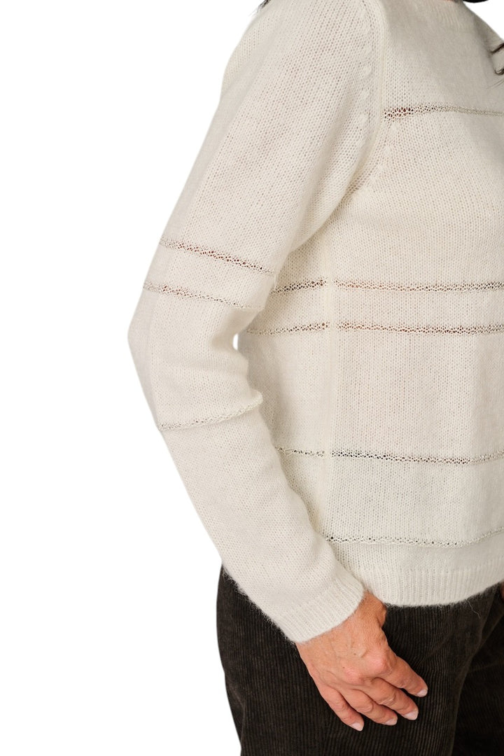 Fabiana Filippi pull trui ronde hals dames ecru MAD226F438 M477 25