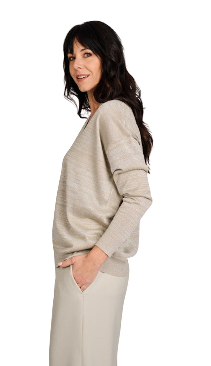 Fabiana Filippi pull trui v-hals dames beige MAD275F510 L379 1259
