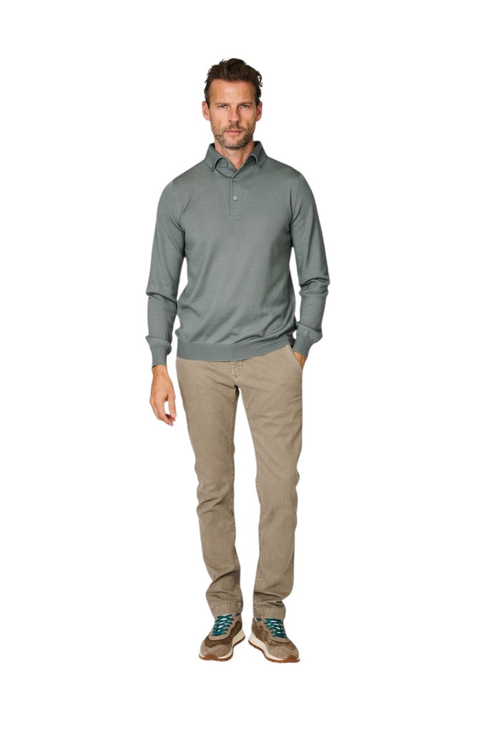 Gran Sasso Mænd poloshirt lange ærmer herre, grøn