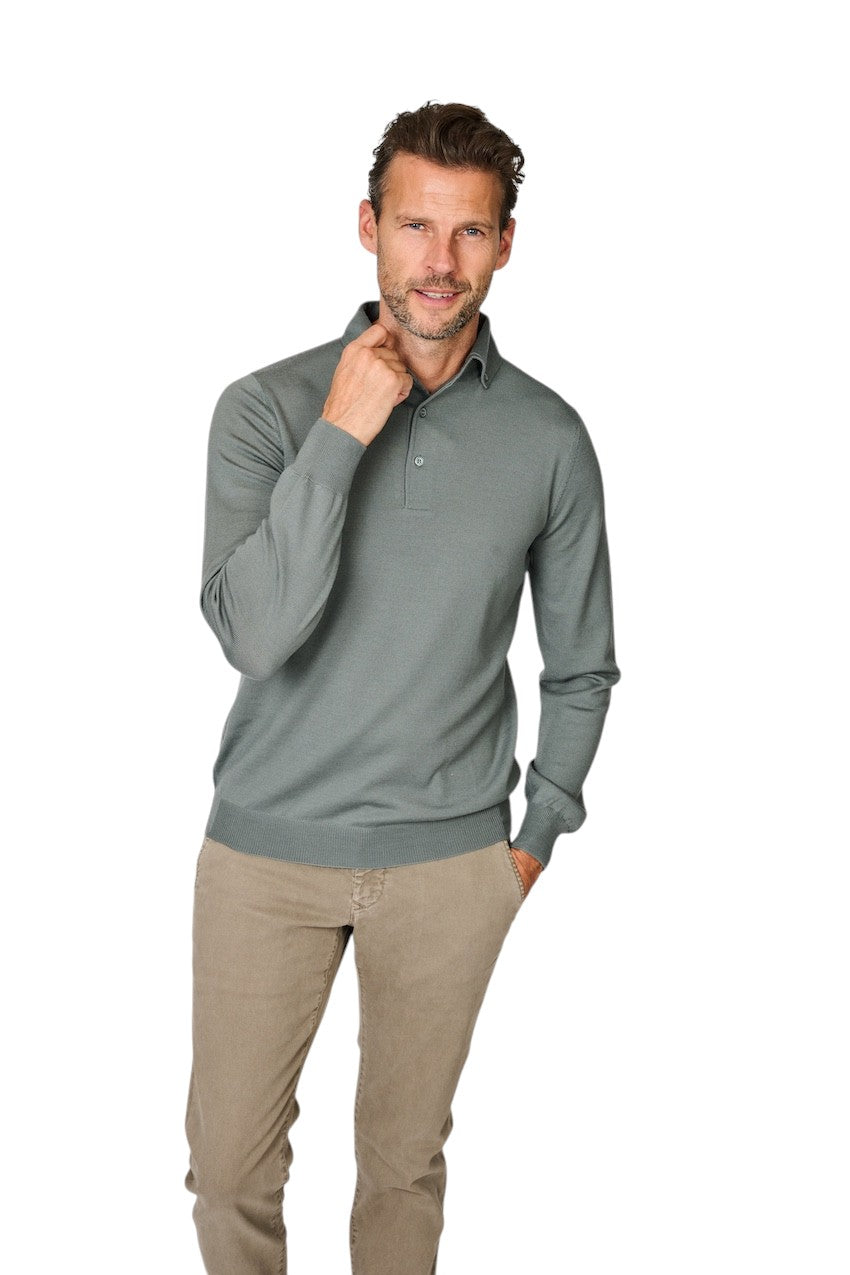 Gran Sasso Mænd poloshirt lange ærmer herre, grøn