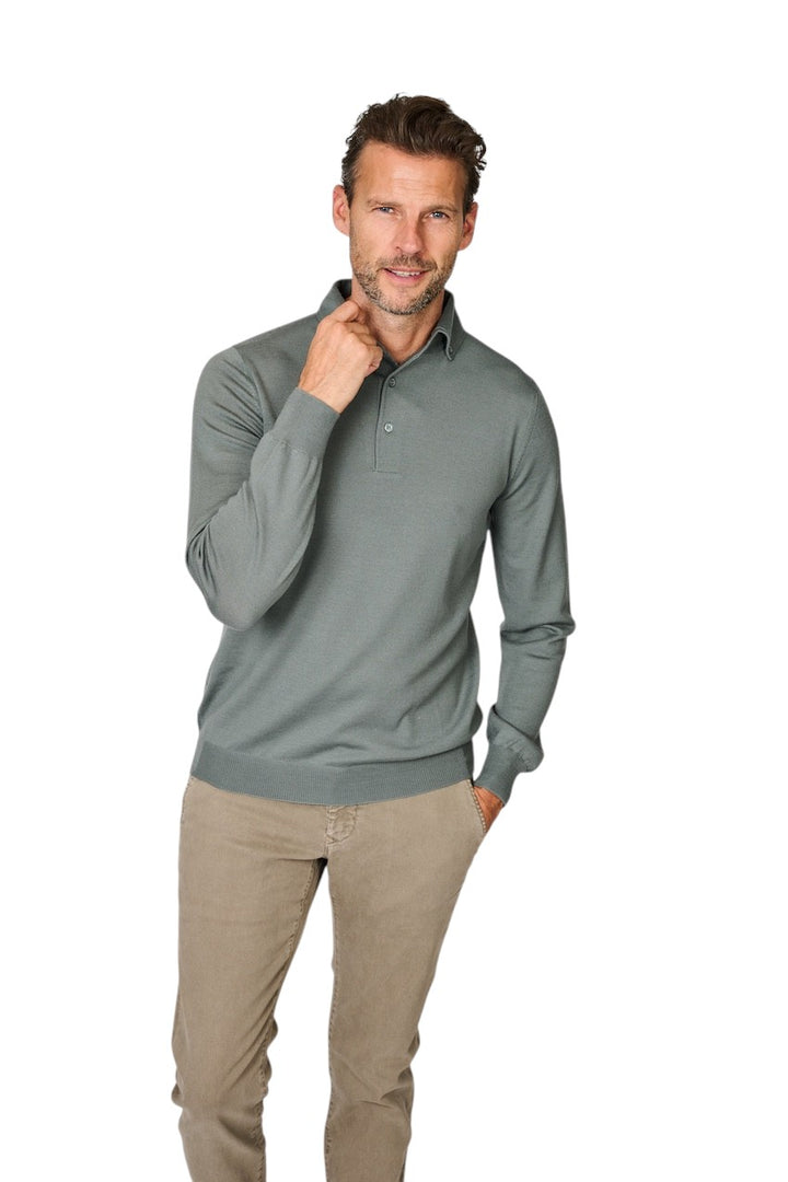 Gran Sasso Mænd poloshirt lange ærmer herre, grøn