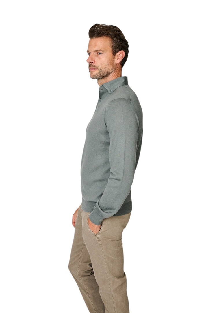 Gran Sasso Mænd poloshirt lange ærmer herre, grøn