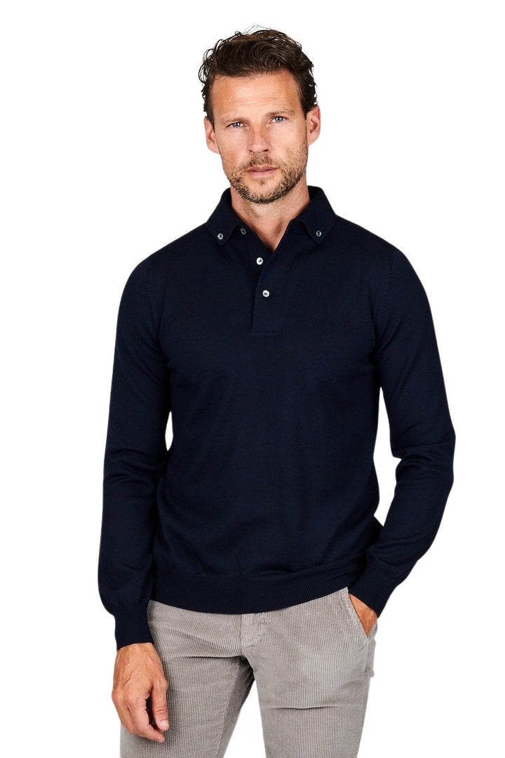 Gran Sasso Men polo shirt lange mouwen heren marine