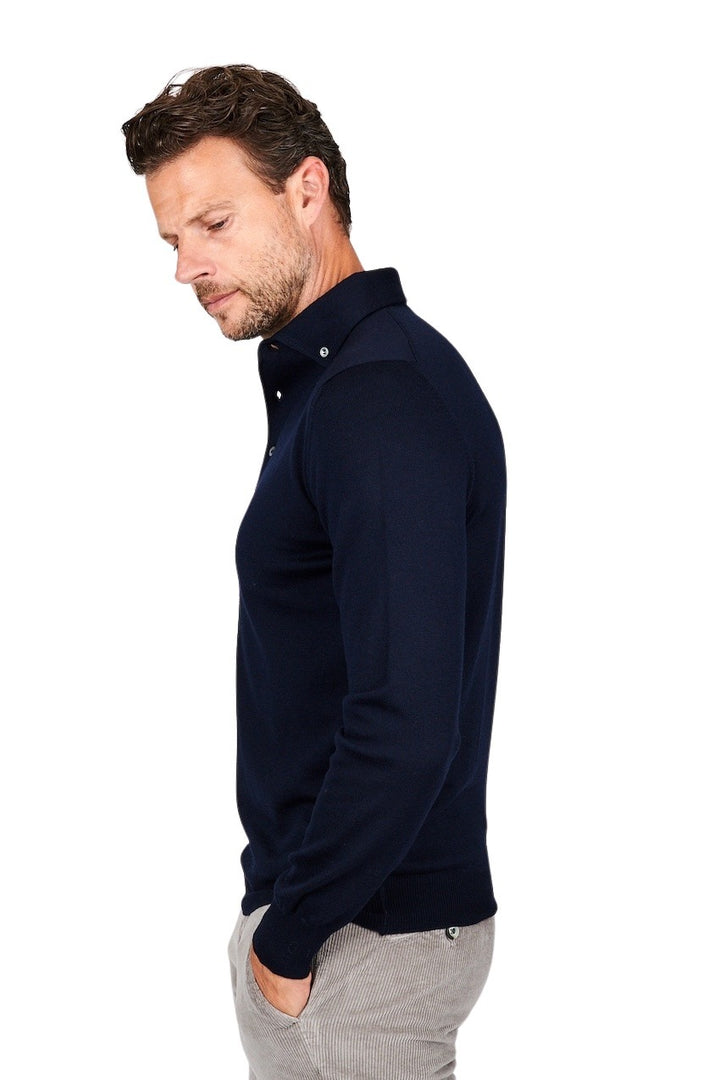 Gran Sasso Men polo shirt lange mouwen heren marine