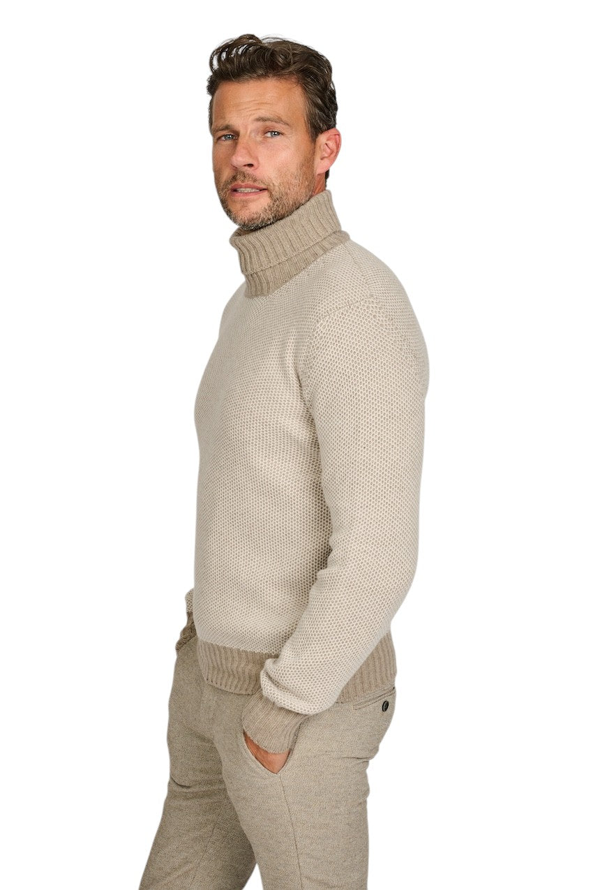 Gran Sasso Men pull trui rolkraag heren beige 13192 19671 030