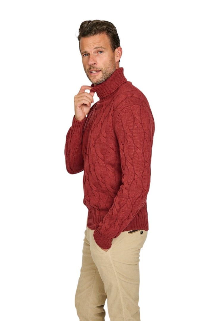 Gran Sasso Men pull trui rolkraag heren donker rood 13115 19659 253