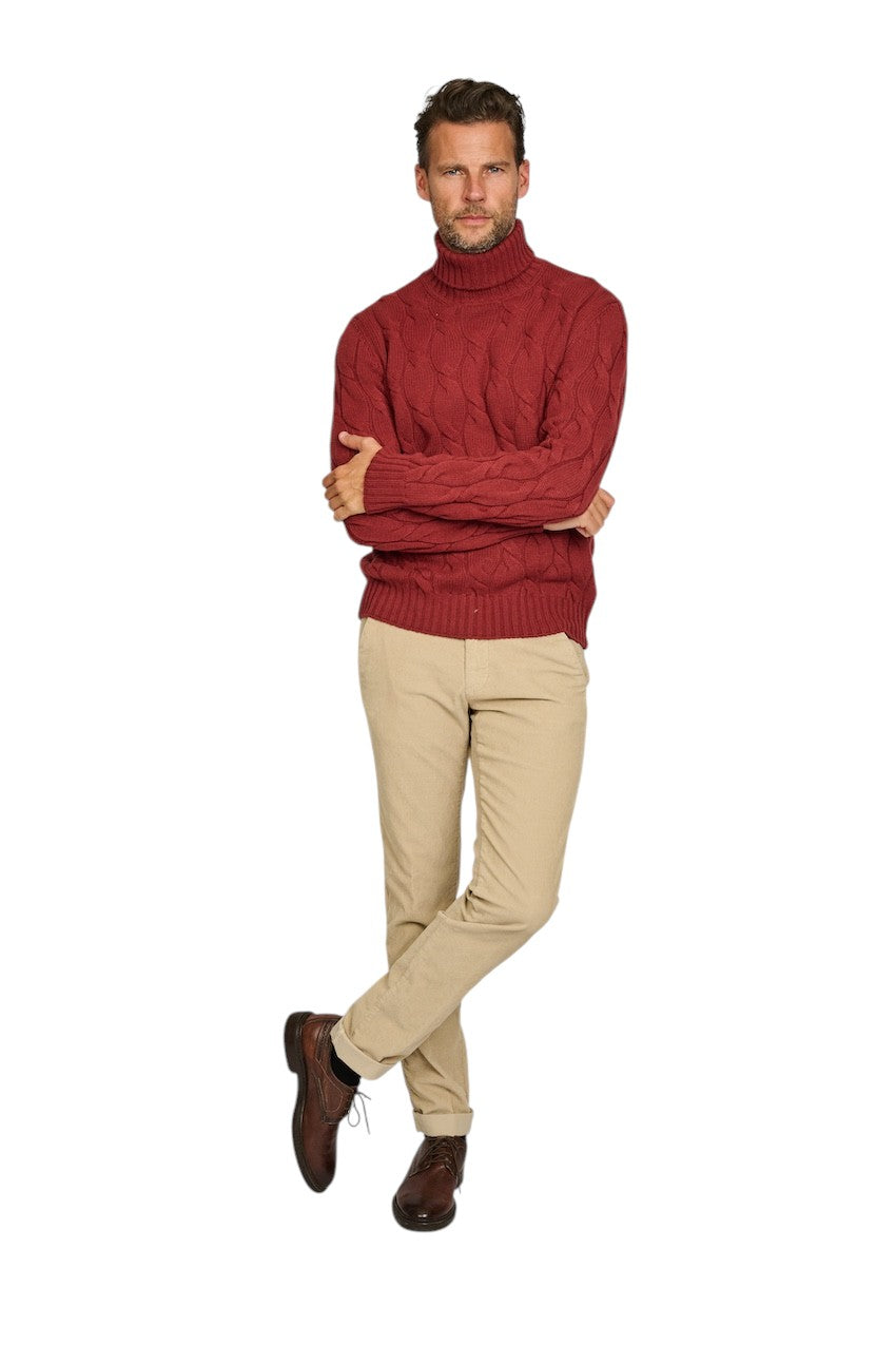 Gran Sasso Men pull trui rolkraag heren donker rood 13115 19659 253