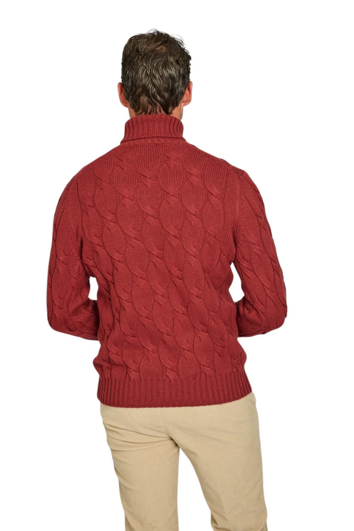 Gran Sasso Men pull trui rolkraag heren donker rood 13115 19659 253