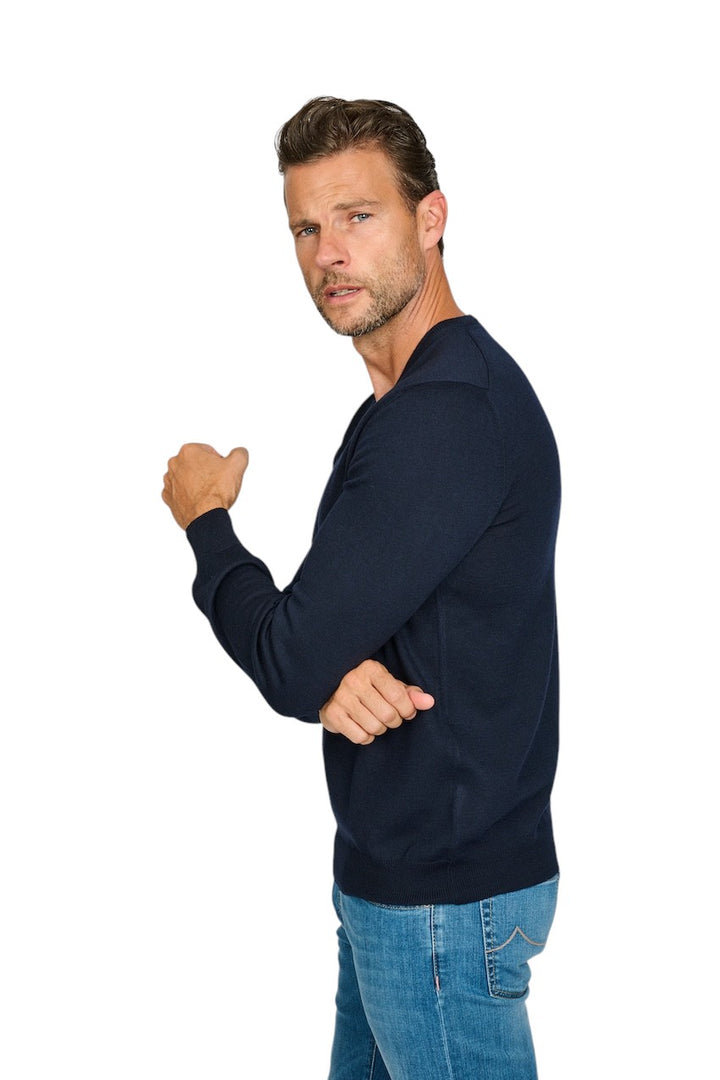 Gran Sasso Men pull trui v-hals heren donker blauw 58172 14230 598