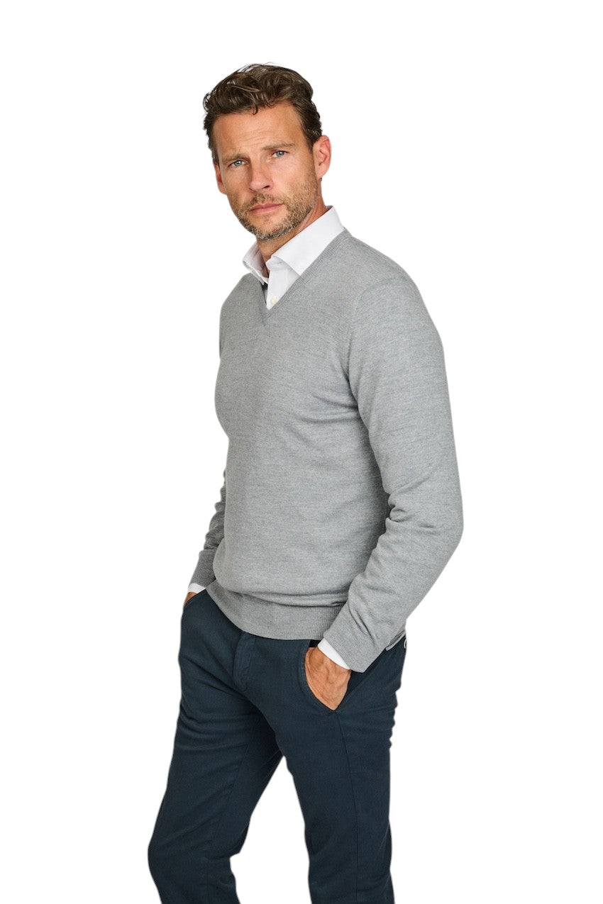 Gran Sasso Men pull trui v-hals heren grijs 57182 14230 071