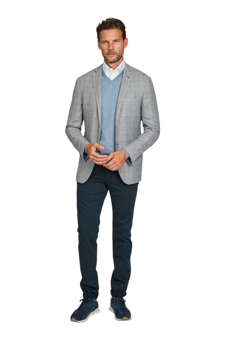 Gran Sasso Men pull trui v-hals heren licht blauw 57182 14230 530