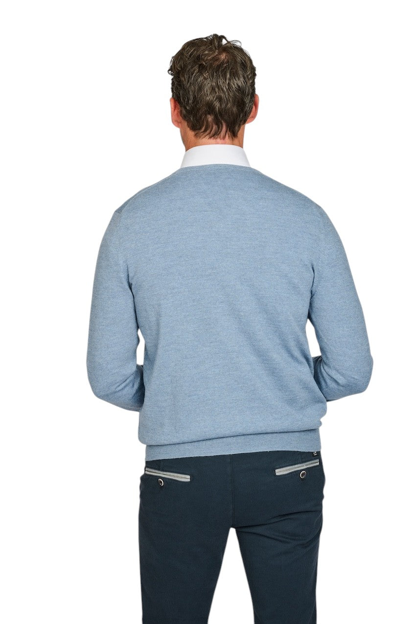 Gran Sasso Men pull trui v-hals heren licht blauw 57182 14230 530