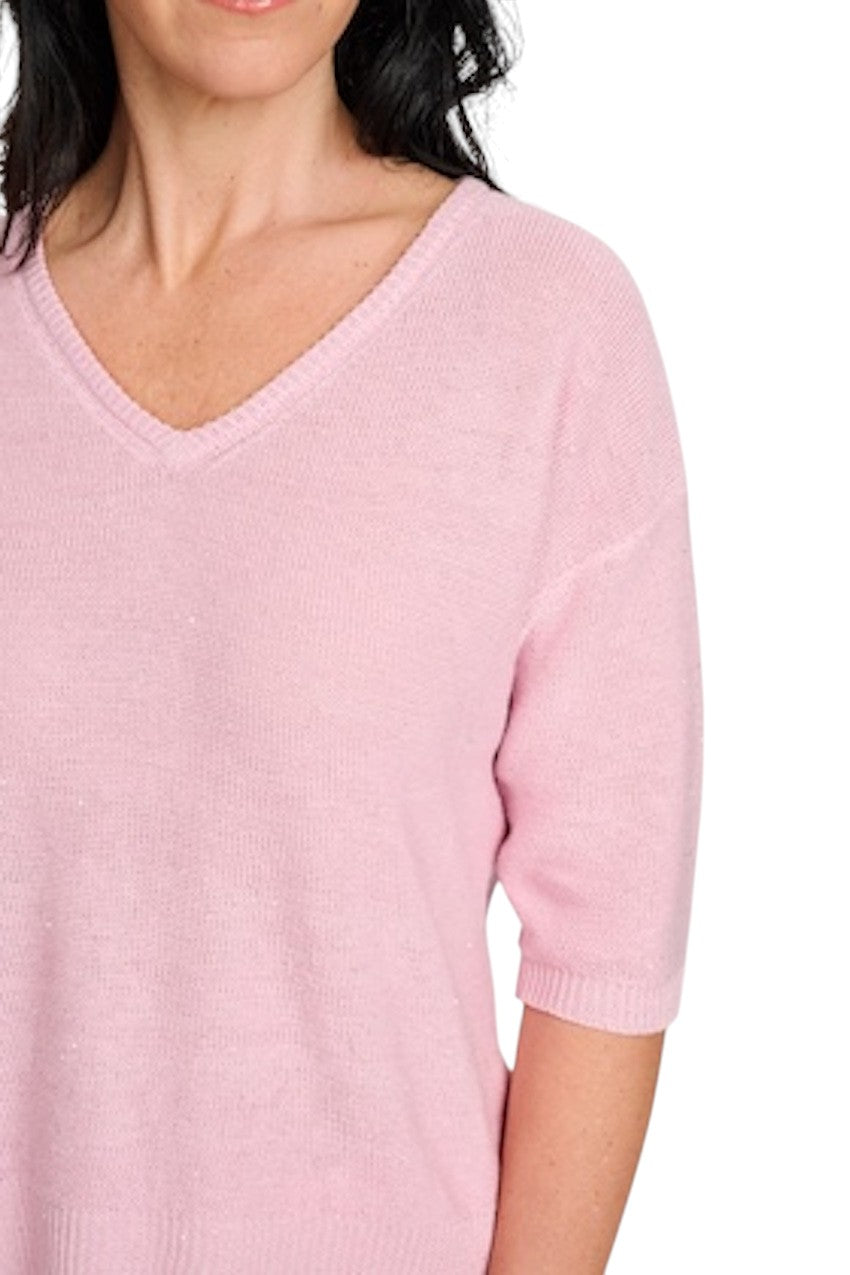 Hemisphere pull trui v-hals dames roze 261X828SQ-12 4368