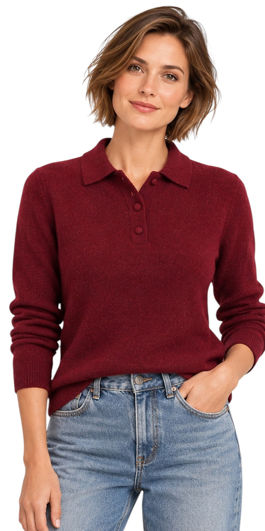 Jeff women’s polo shirt dark red OLSON 28