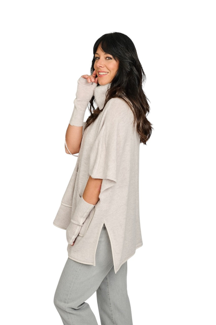 Max&Moi poncho dames grijs PAVIA LIGHTGREY