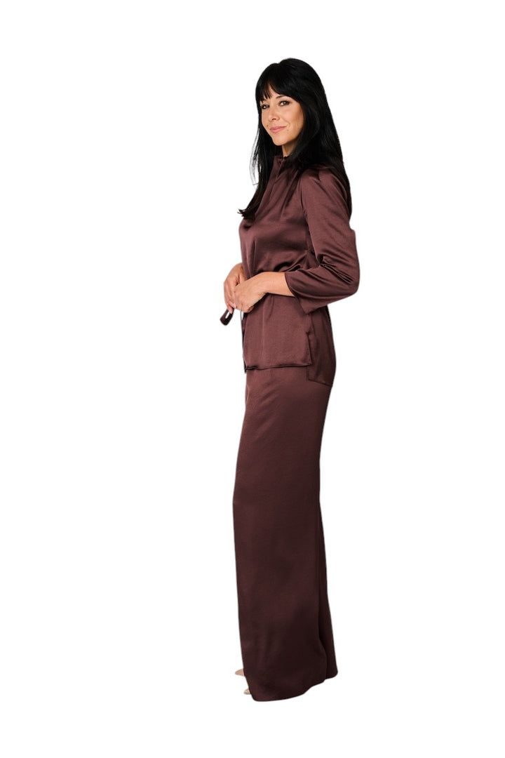 Natan Collection broek dames aubergine FICEO-JTBT02 310