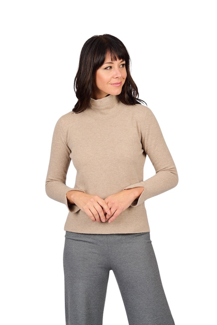 Natan Collection pull trui rolkraag dames taupe KRISPY-WOOLCASH 188