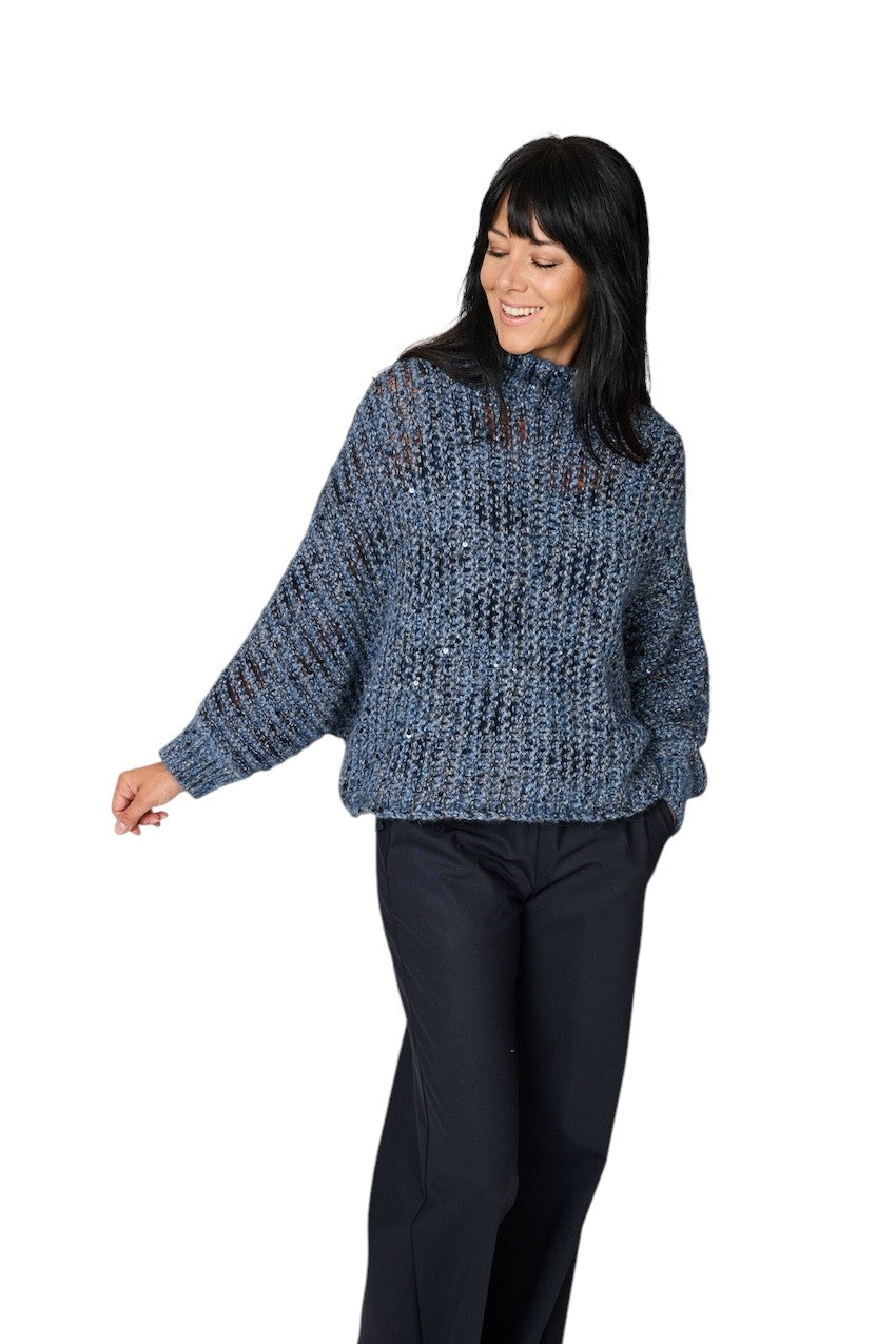 Panicale Cashmere pull trui rolkraag dames marine D390859CL 39D24B 0591