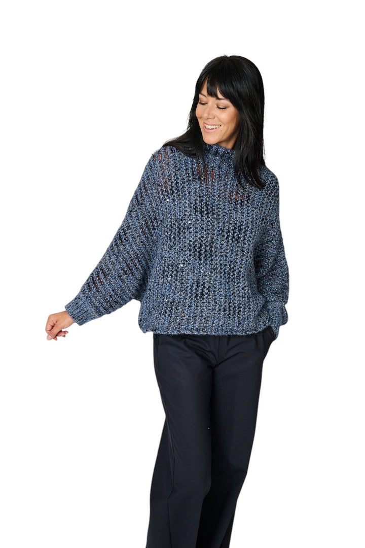 Panicale Cashmere pull trui rolkraag dames marine D390859CL 39D24B 0591