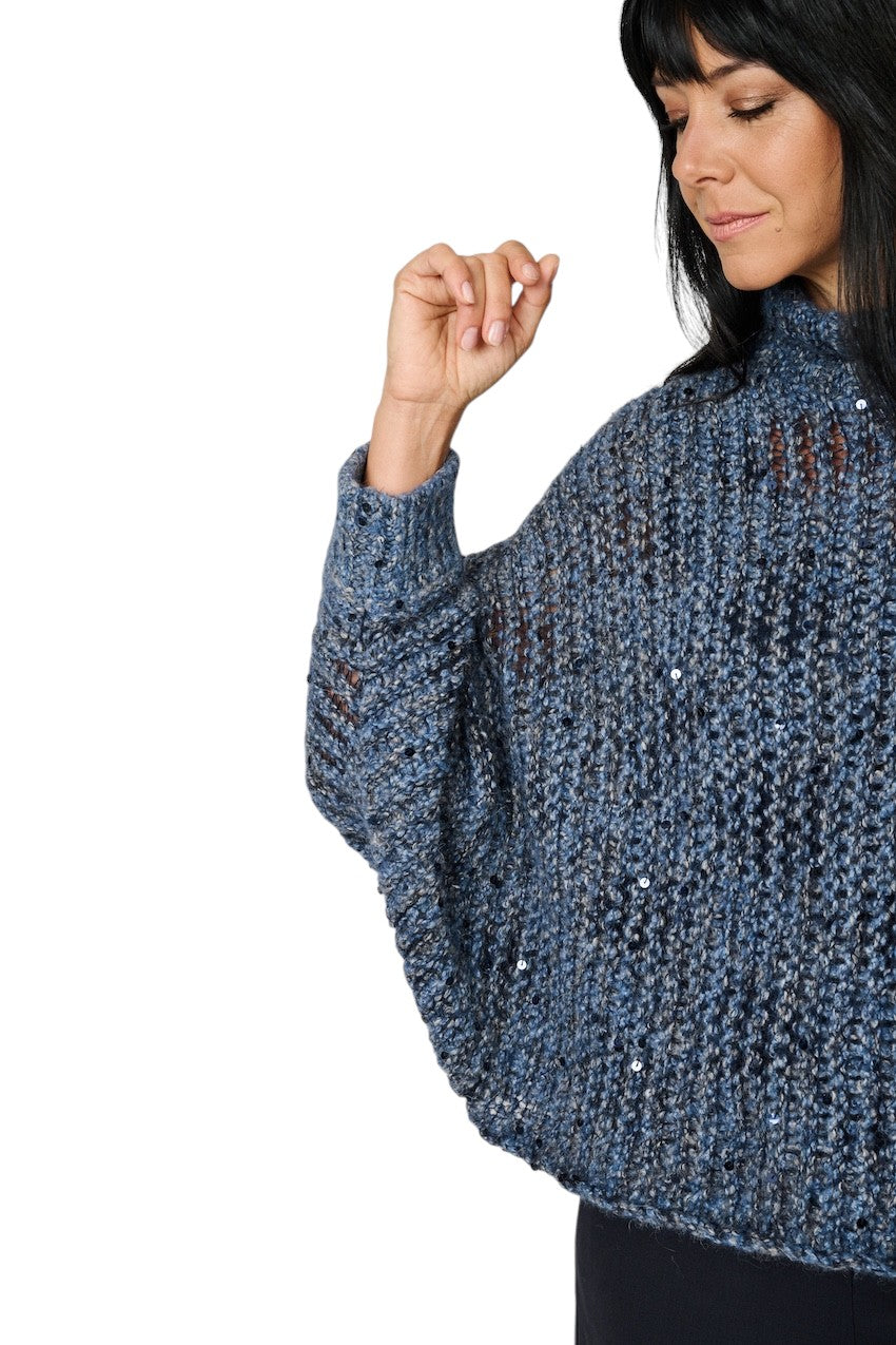 Panicale Cashmere pull trui rolkraag dames marine D390859CL 39D24B 0591