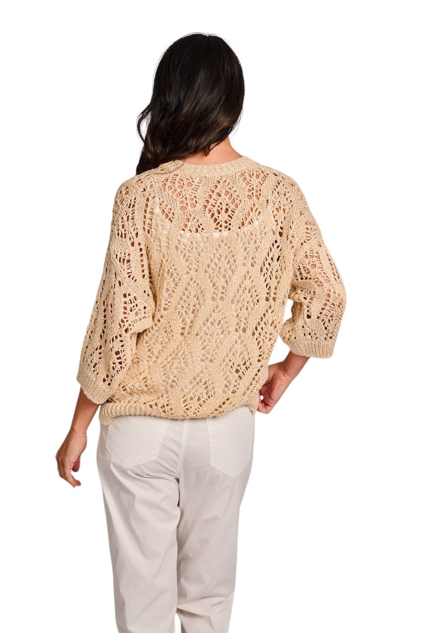 Panicale Cashmere pull trui ronde hals dames beige D360961G-36D52A 0405