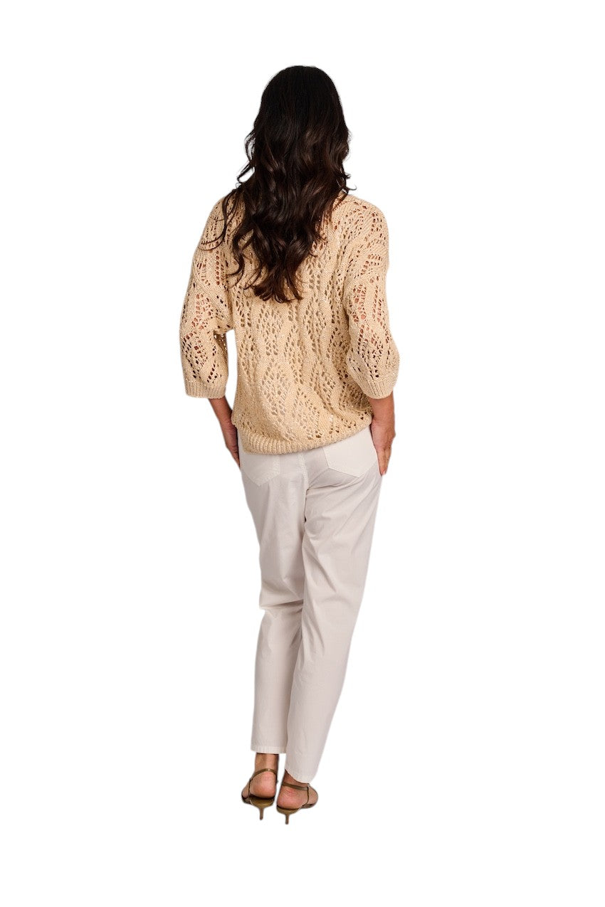 Panicale Cashmere pull trui ronde hals dames beige D360961G-36D52A 0405