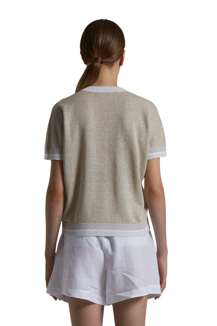Peserico pull trui v-hals dames beige M99913F12 B9273 B43