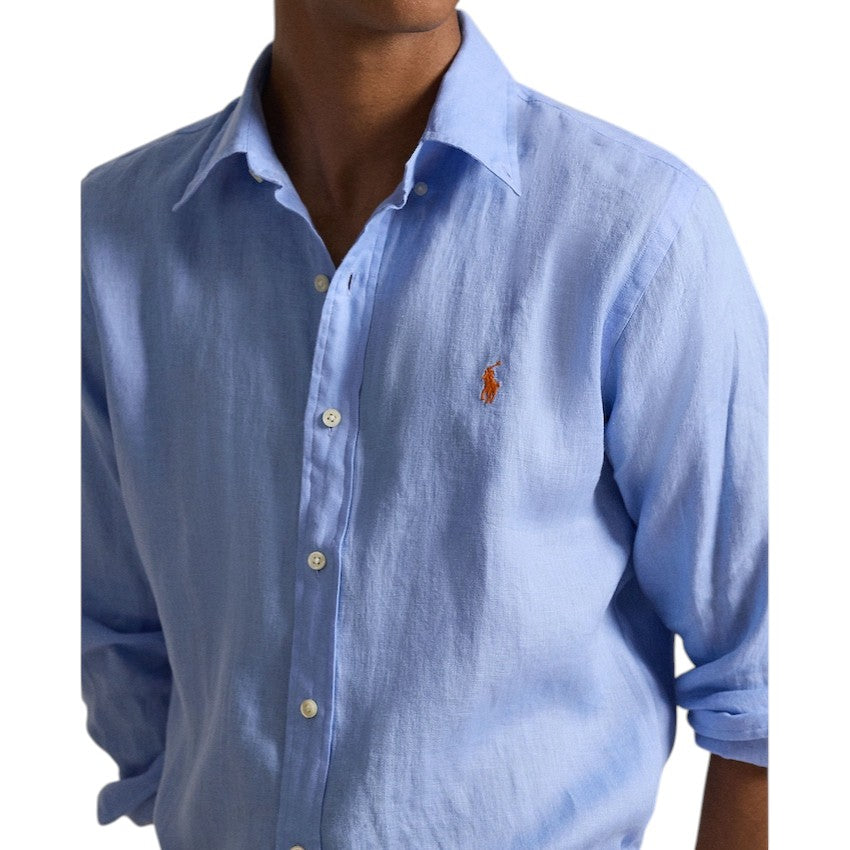 Polo Ralph Lauren Men hemd heren licht blauw linnen Custom slim fit 710966294509