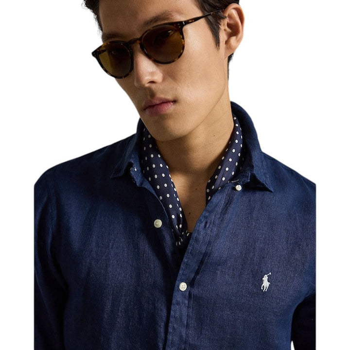 Polo Ralph Lauren Men hemd lange mouwen heren marine Custom fit 710966294504