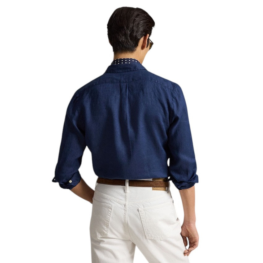 Polo Ralph Lauren Men hemd lange mouwen heren marine Custom fit 710966294504