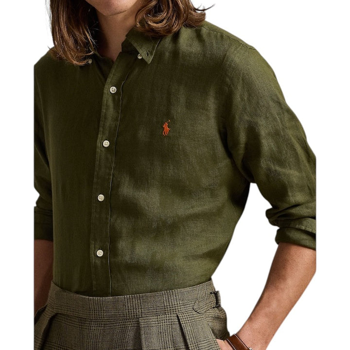 Polo Ralph Lauren Men hemd lange mouwen heren olijf custom fit 710966294004