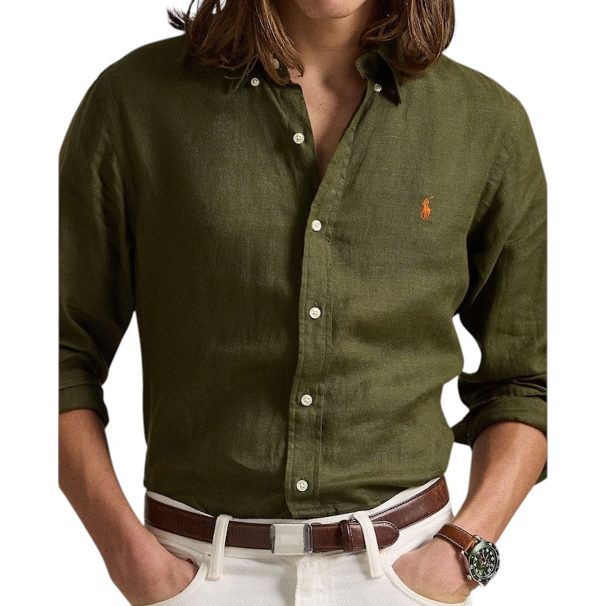 Polo Ralph Lauren Men hemd lange mouwen heren olijf slim fit 710968915006