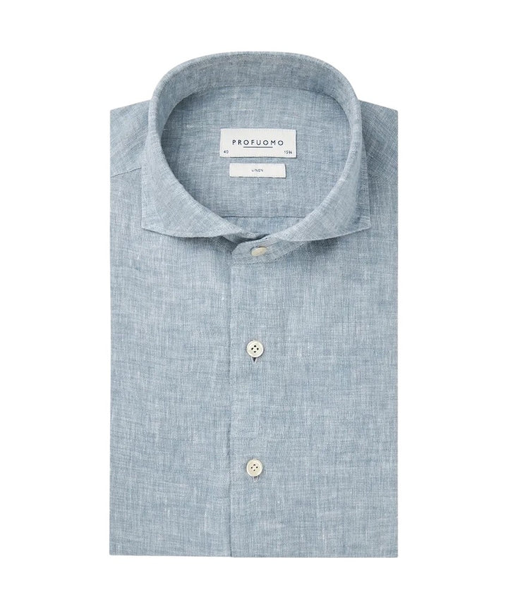 Profuomo hemd lange mouwen heren blauw Slim fit PPWH10020C
