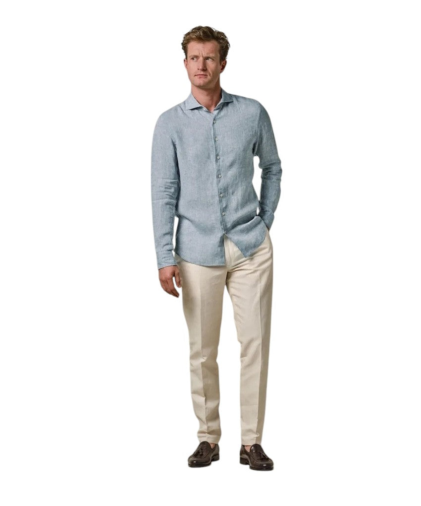 Profuomo hemd lange mouwen heren blauw Slim fit PPWH10020C